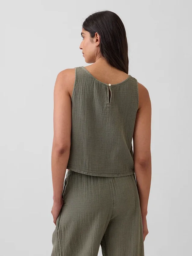 Camiseta sin mangas de gasa de algodón estilo «racer»