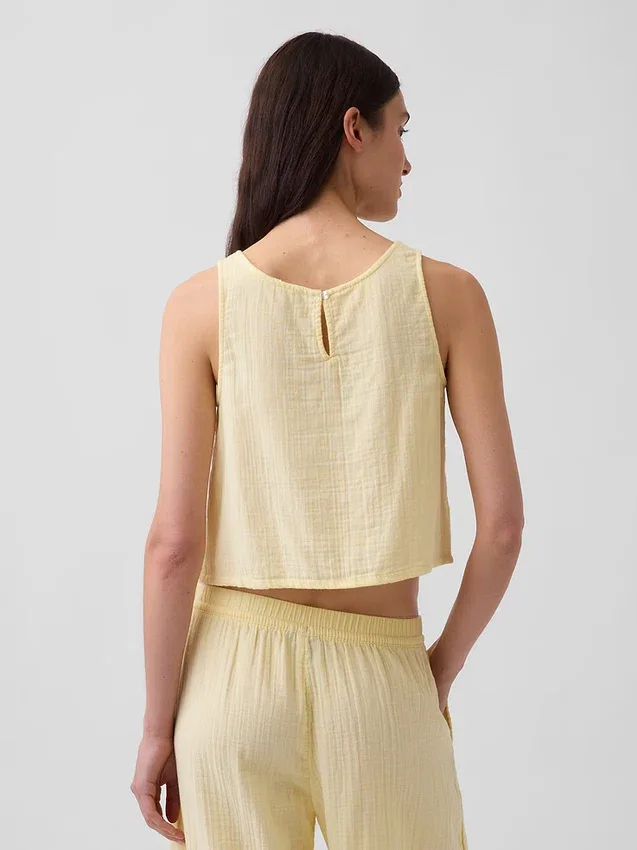 Camiseta sin mangas de gasa de algodón estilo «racer»