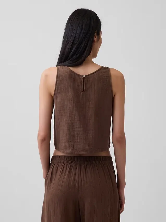 Camiseta sin mangas de gasa de algodón estilo «racer»