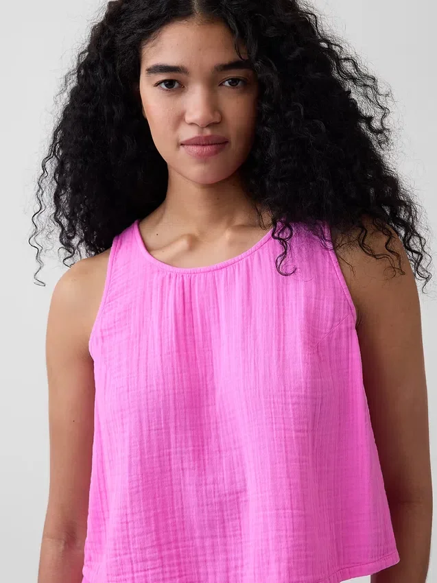 Camiseta sin mangas de gasa de algodón estilo «racer»