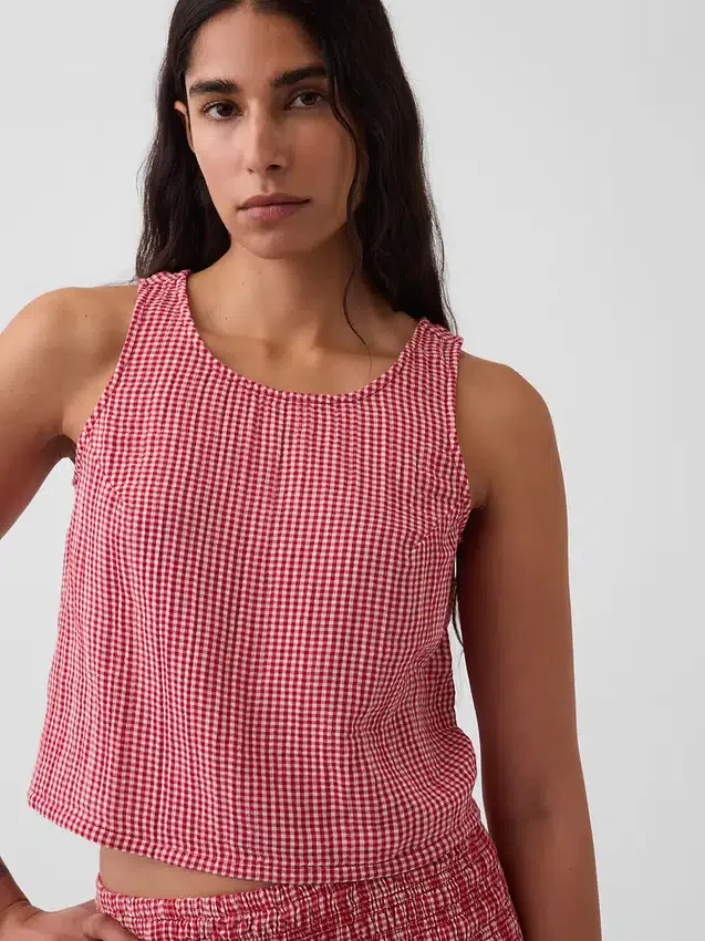 Camiseta sin mangas de gasa de algodón estilo «racer»