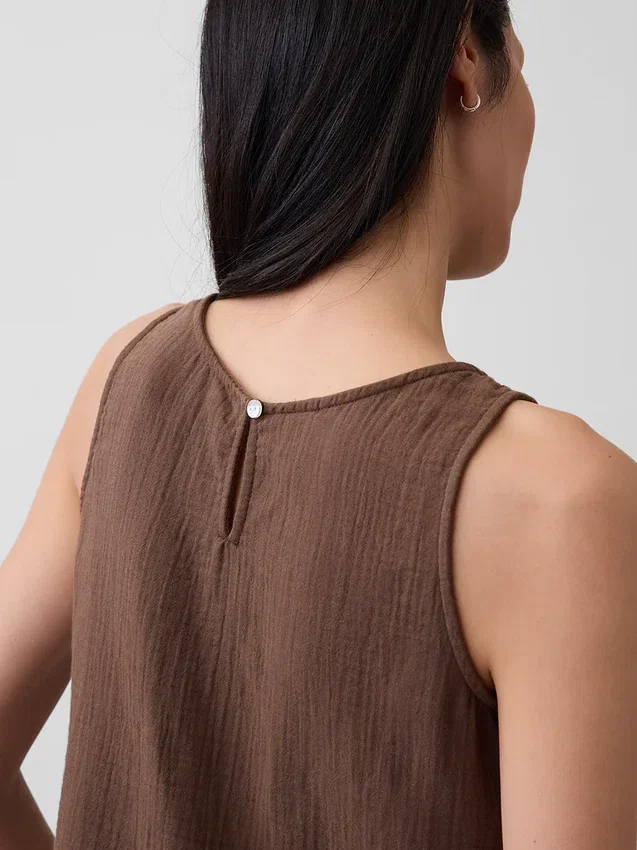 Camiseta sin mangas de gasa de algodón estilo «racer»