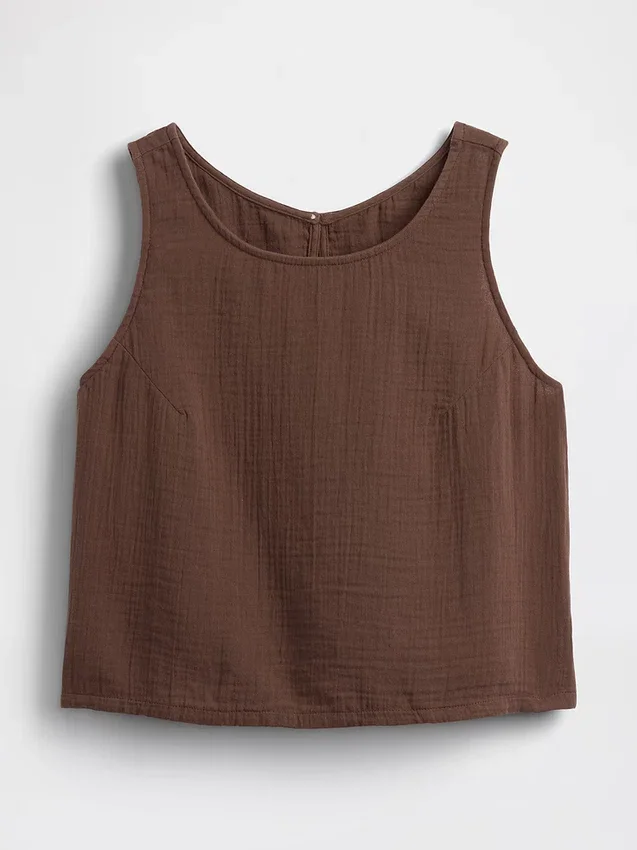 Camiseta sin mangas de gasa de algodón estilo «racer»