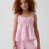 Camiseta sin mangas de gasa de algodón para niños con volantes