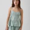Camiseta sin mangas de gasa de algodón para niños con volantes