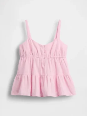 Camiseta sin mangas de gasa de algodón para niños con volantes