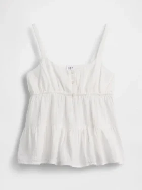 Camiseta sin mangas de gasa de algodón para niños con volantes