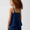 Camiseta sin mangas de gasa de algodón para niños con volantes