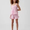 Camiseta sin mangas de gasa de algodón para niños con volantes