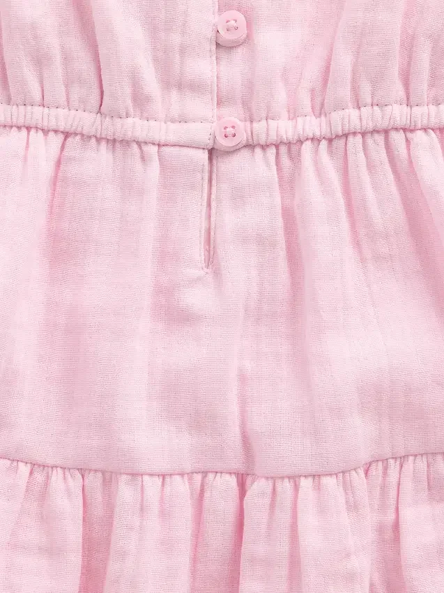 Camiseta sin mangas de gasa de algodón para niños con volantes