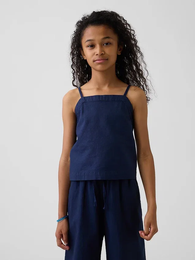 Camiseta sin mangas de lino y algodón para niños