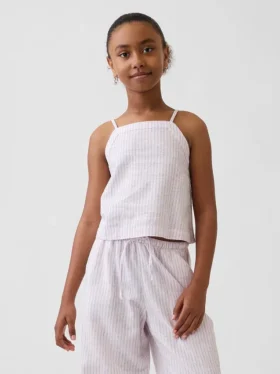 Camiseta sin mangas de lino y algodón para niños