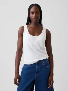 Camiseta sin mangas de mezcla de lino