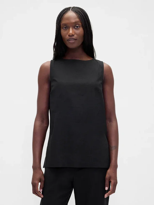 Camiseta sin mangas de mezcla de lino
