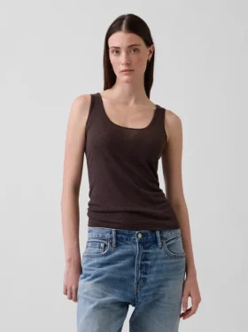 Camiseta sin mangas de mezcla de lino