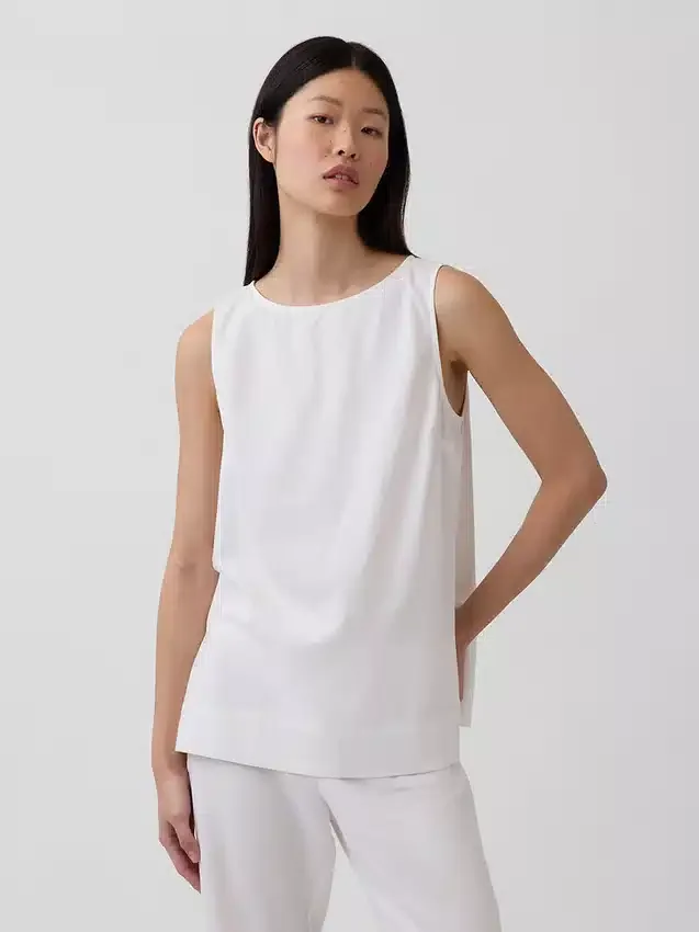 Camiseta sin mangas de mezcla de lino