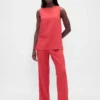 Camiseta sin mangas de mezcla de lino