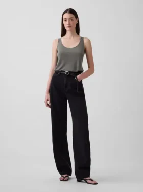 Camiseta sin mangas de mezcla de lino