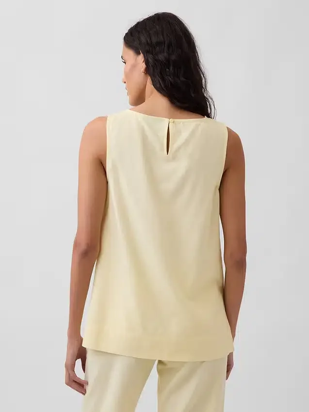 Camiseta sin mangas de mezcla de lino