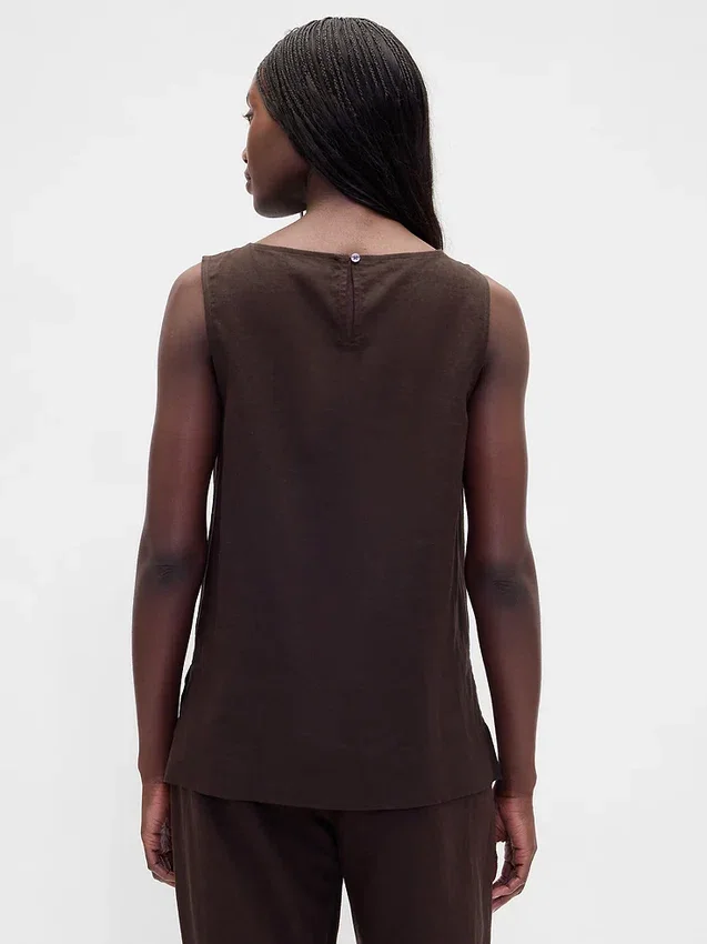 Camiseta sin mangas de mezcla de lino