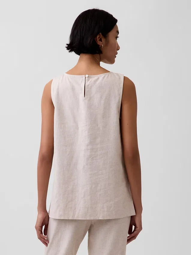 Camiseta sin mangas de mezcla de lino