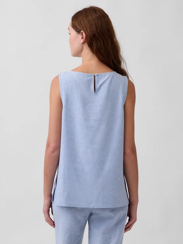 Camiseta sin mangas de mezcla de lino