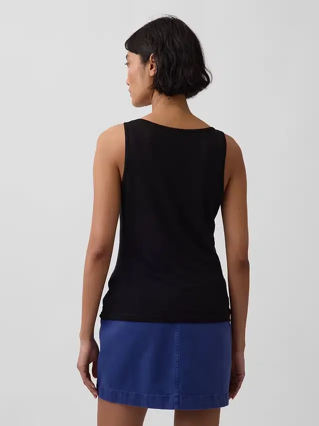 Camiseta sin mangas de mezcla de lino
