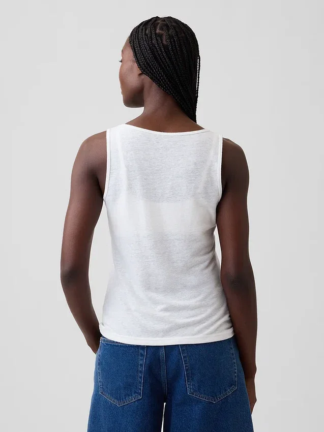 Camiseta sin mangas de mezcla de lino