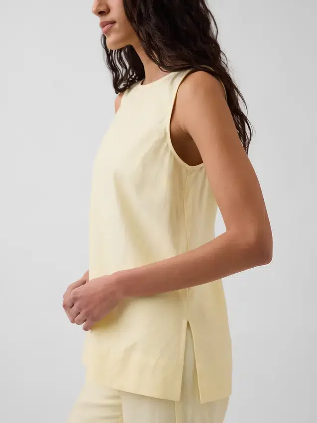 Camiseta sin mangas de mezcla de lino