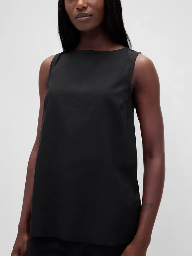 Camiseta sin mangas de mezcla de lino