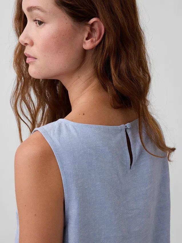 Camiseta sin mangas de mezcla de lino