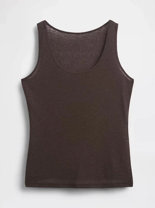Camiseta sin mangas de mezcla de lino
