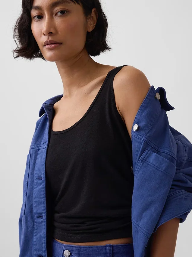 Camiseta sin mangas de mezcla de lino