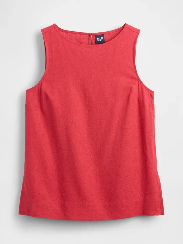 Camiseta sin mangas de mezcla de lino