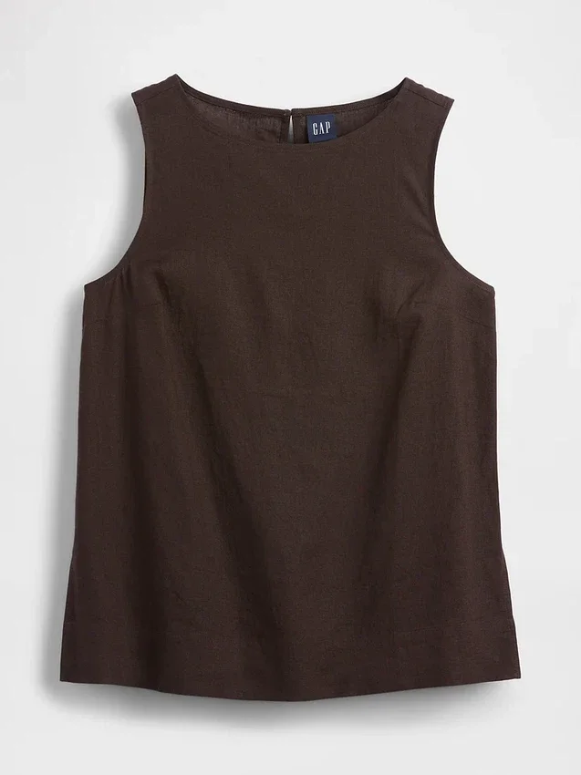 Camiseta sin mangas de mezcla de lino
