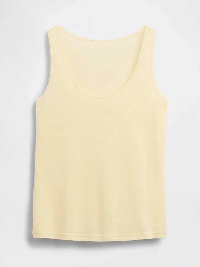 Camiseta sin mangas de mezcla de lino