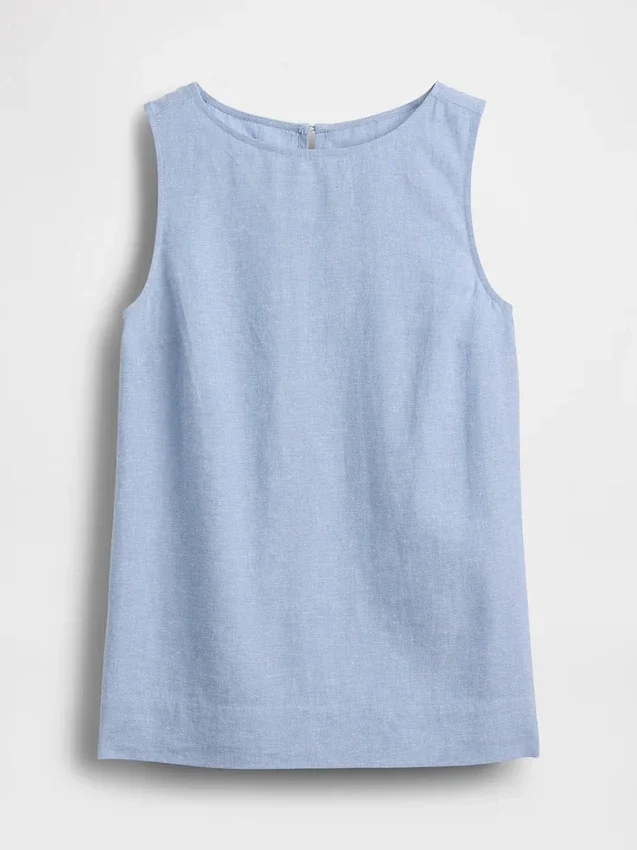 Camiseta sin mangas de mezcla de lino