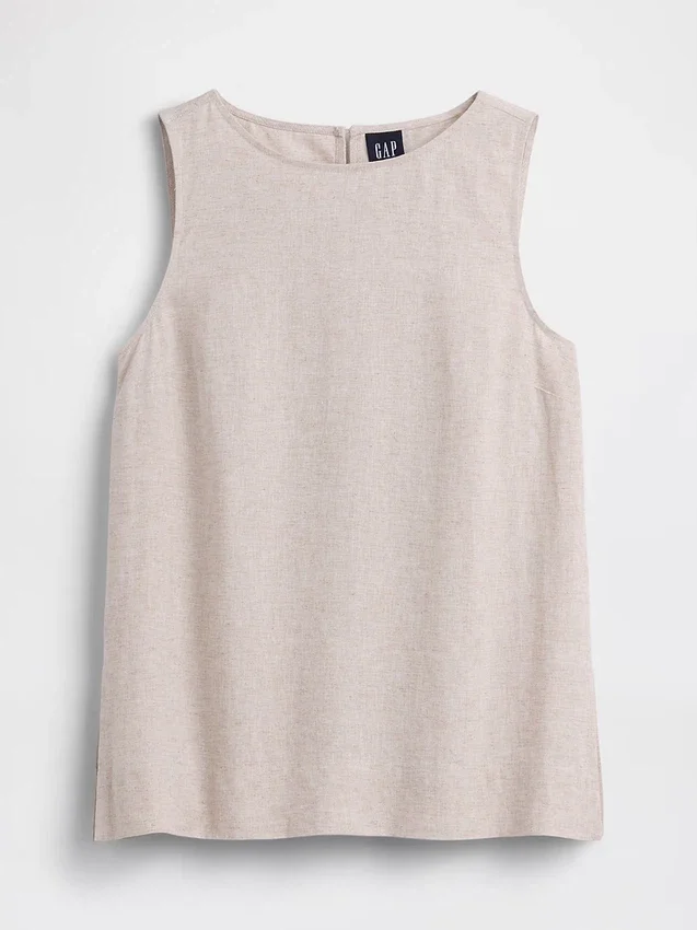 Camiseta sin mangas de mezcla de lino