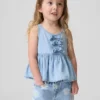 Camiseta sin mangas de mezclilla con moño para bebés y niños
