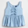 Camiseta sin mangas de mezclilla con moño para bebés y niños