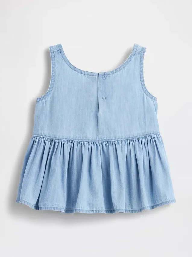Camiseta sin mangas de mezclilla con moño para bebés y niños