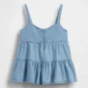 Camiseta sin mangas de mezclilla con volantes para niños