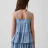 Camiseta sin mangas de mezclilla con volantes para niños