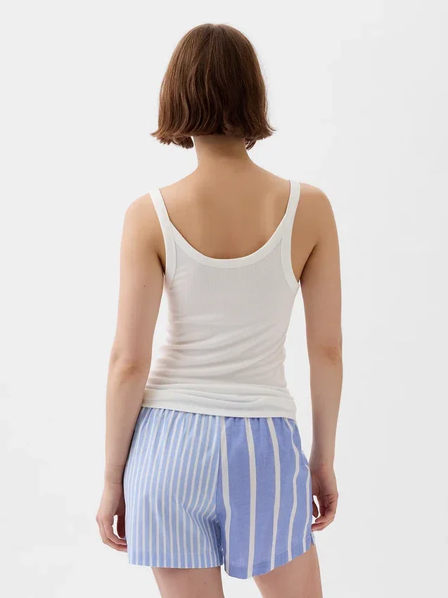 Camiseta sin mangas de pijama con canalé fino