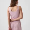 Camiseta sin mangas de pijama con ribete de encaje y costuras finas