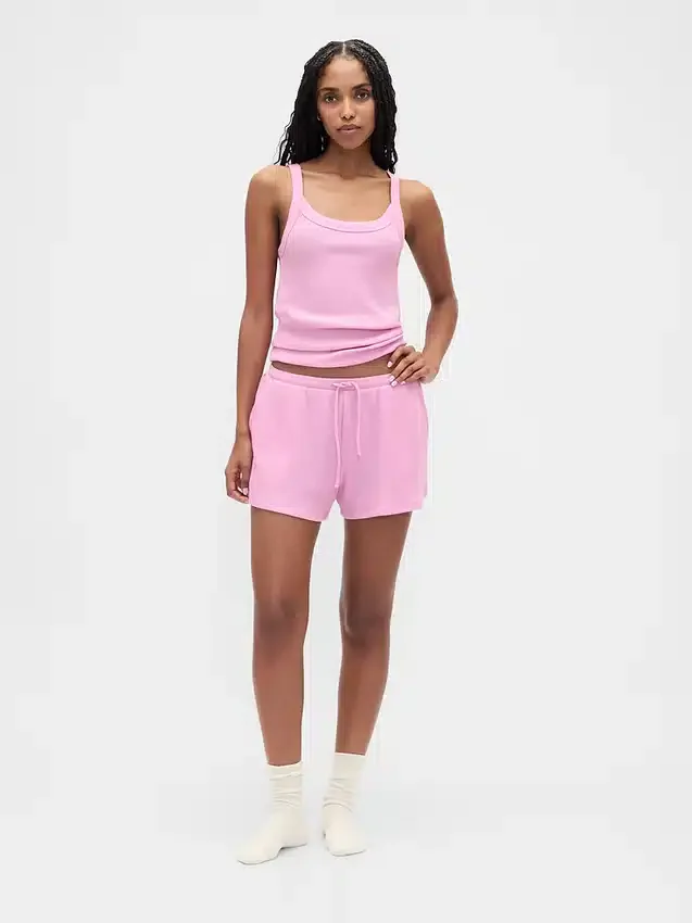 Camiseta sin mangas de pijama con tejido tipo waffle