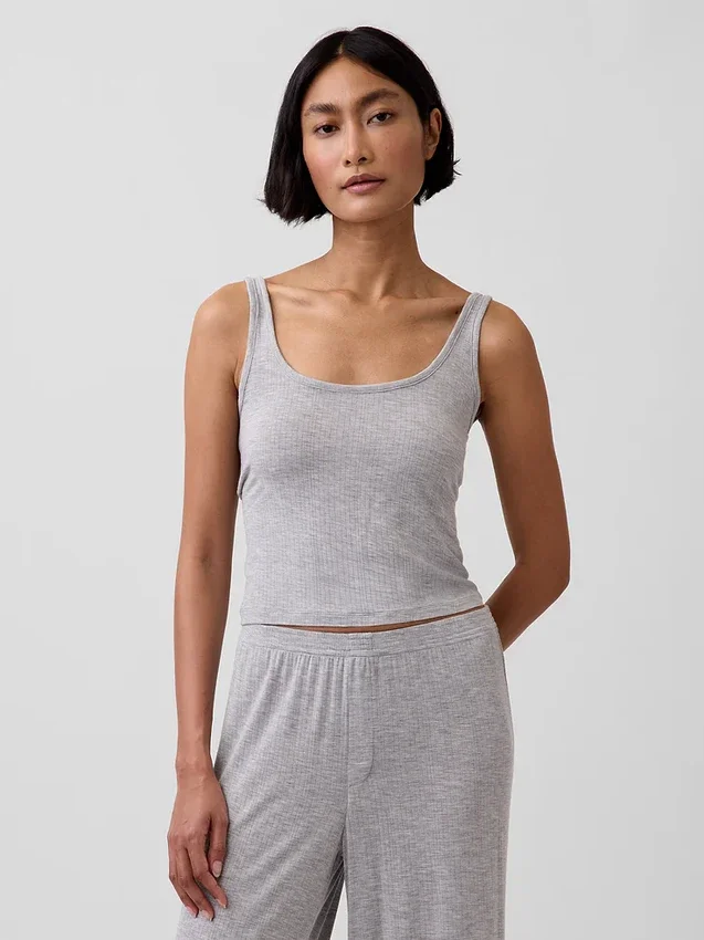 Camiseta sin mangas de pijama de modal acanalado, muy suave