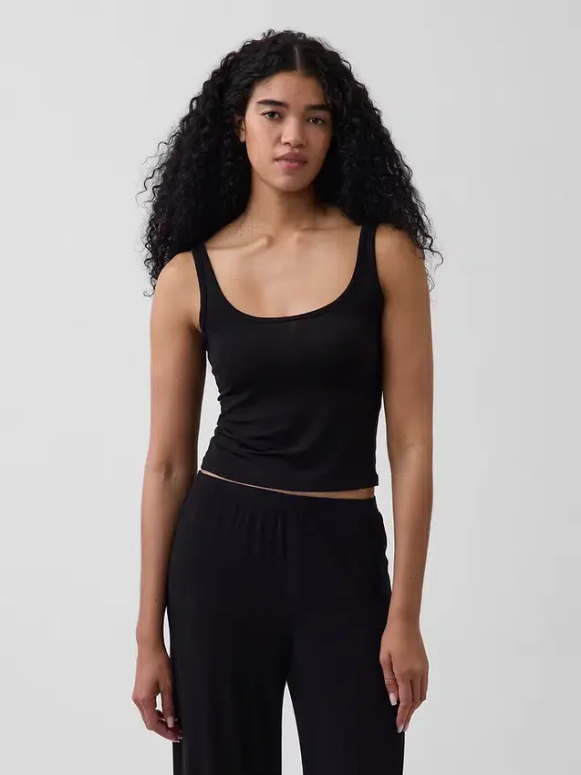 Camiseta sin mangas de pijama de modal acanalado, muy suave