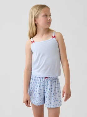 Camiseta sin mangas de pijama de punto acanalado reciclado para niños
