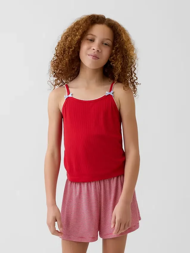 Camiseta sin mangas de pijama de punto acanalado reciclado para niños